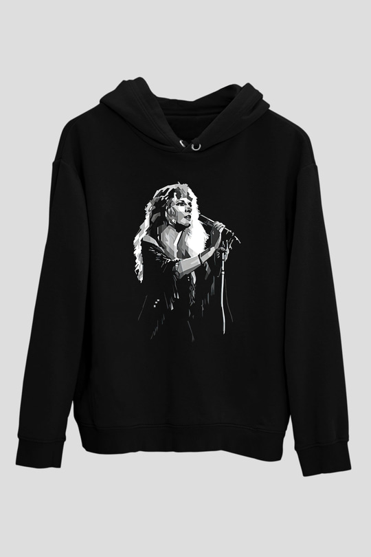 Fleetwod Mac Baskılı Unisex Siyah Kapüşonlu Sweatshirt