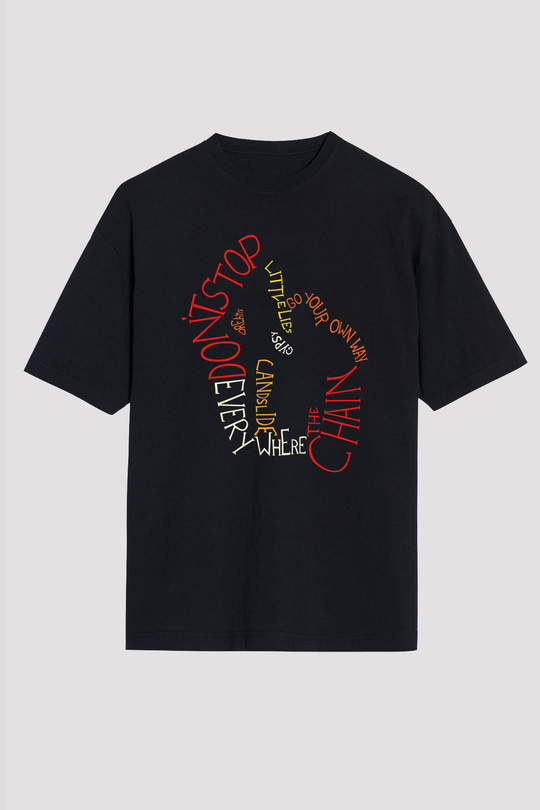 Fleetwod Mac Baskılı Unisex Siyah Oversize Tişört - Tshirt