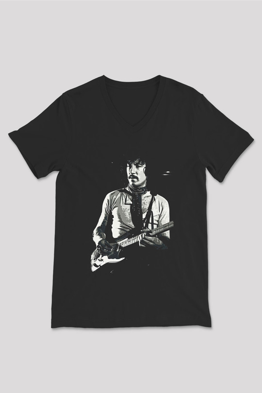 Fleetwod Mac Baskılı Unisex Siyah V Yaka Tişört - Tshirt