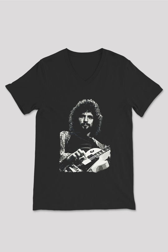 Fleetwod Mac Baskılı Unisex Siyah V Yaka Tişört - Tshirt