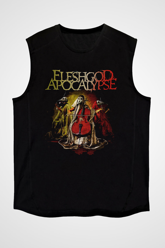 Fleshgod Apocalypse Baskılı Unisex Siyah Kolsuz Tişört - Tshirt