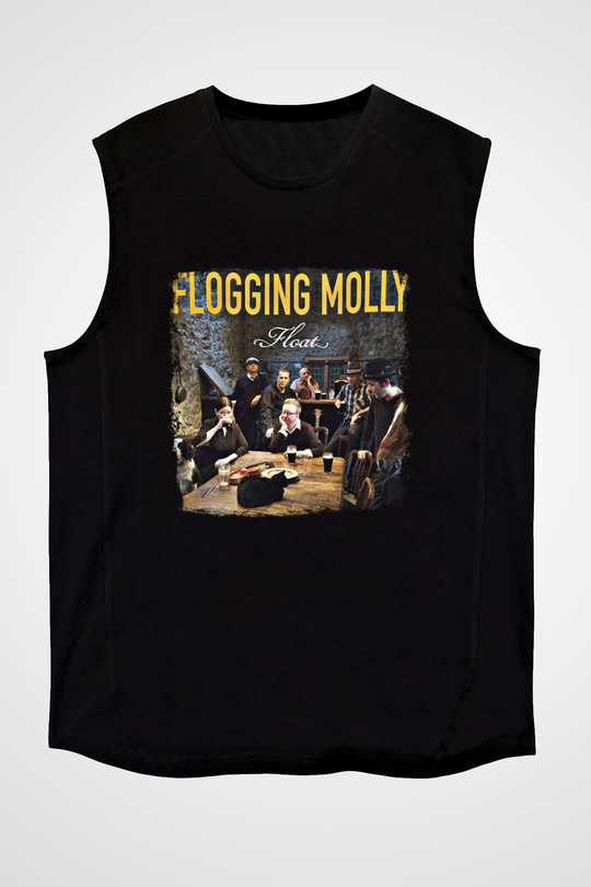 Flogging Molly Baskılı Unisex Siyah Kolsuz Tişört