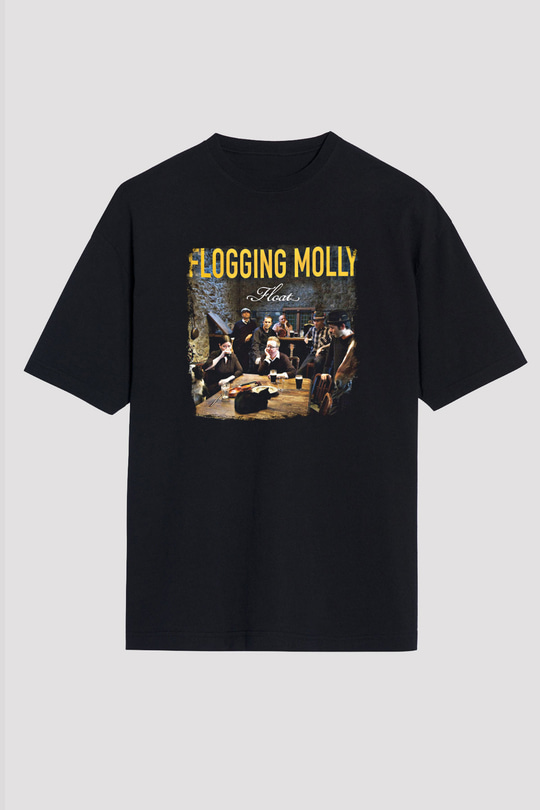 Flogging Molly Baskılı Unisex Siyah Oversize Tişört