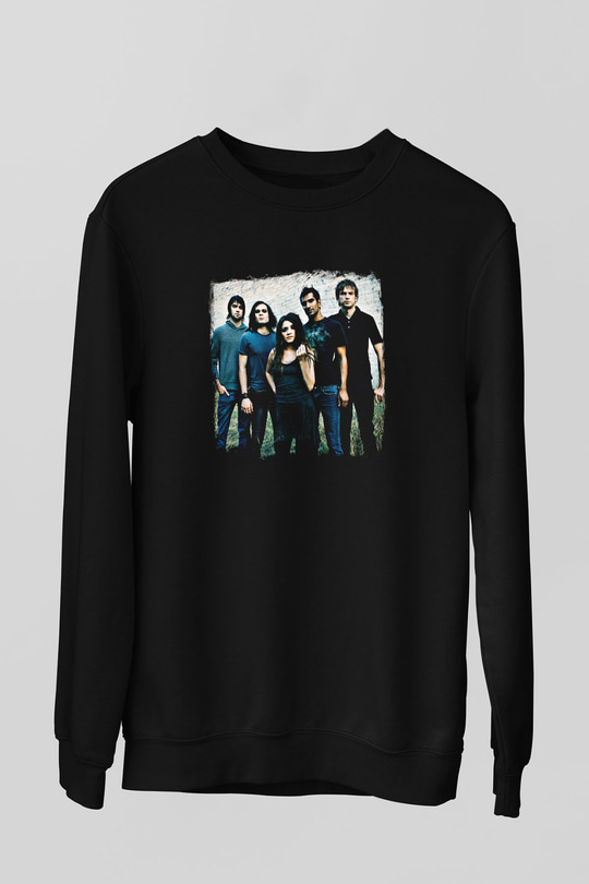 Flyleaf Baskılı Unisex Siyah Sweatshirt