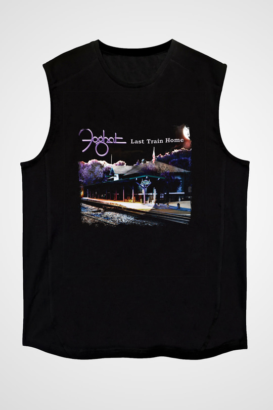 Foghat Baskılı Unisex Siyah Kolsuz Tişört