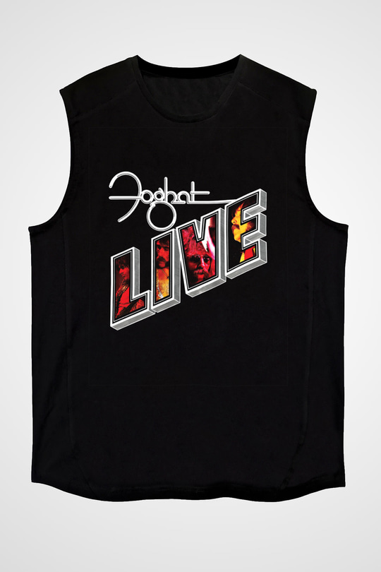 Foghat Baskılı Unisex Siyah Kolsuz Tişört