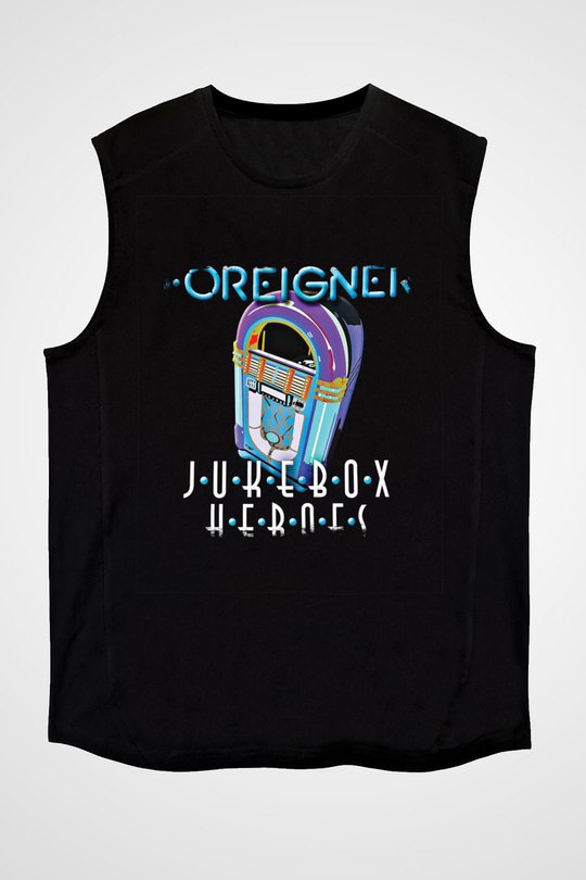 Foreigner Baskılı Unisex Siyah Kolsuz Tişört