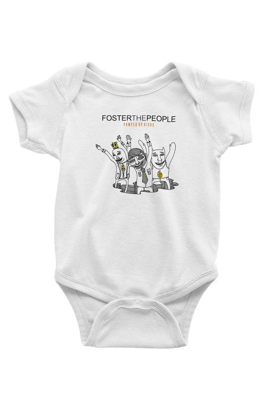Foster the People Baskılı Unisex Beyaz Bebek Body - Zıbın