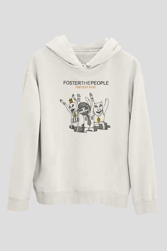 Foster the People Baskılı Unisex Beyaz Hoodie