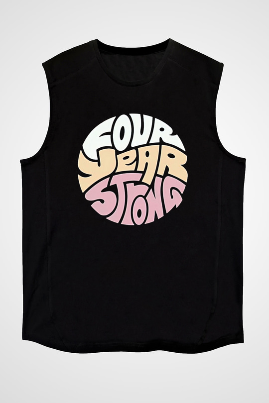 Four Year Strong Baskılı Unisex Siyah Kolsuz Tişört - Tshirt