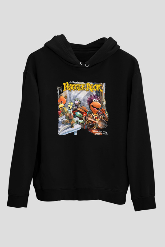 Fraggle Rock Siyah Unisex Kapüşonlu Sweatshirt