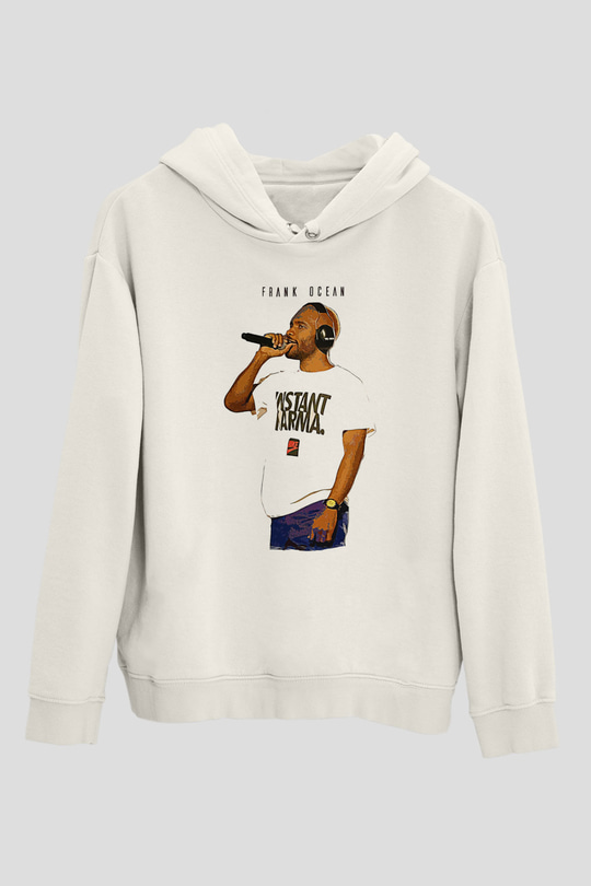 Frank Ocean Baskılı Beyaz Unisex Kapüşonlu Sweatshirt