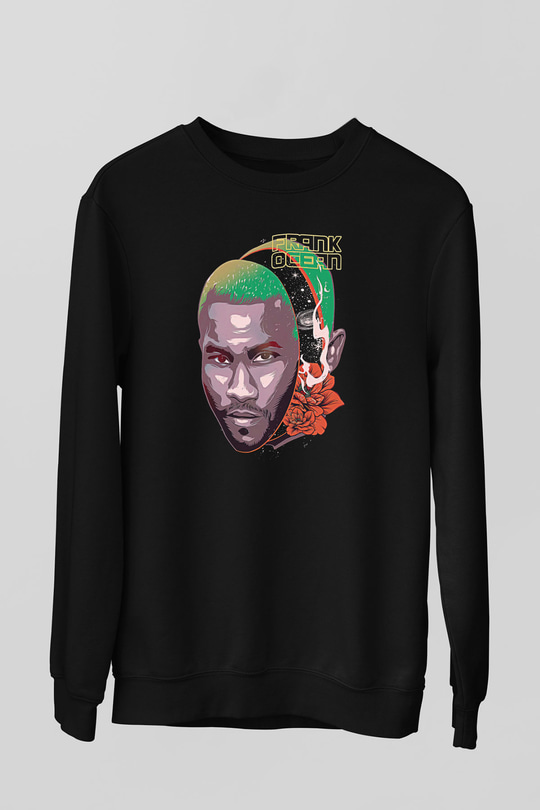 Frank Ocean Baskılı Unisex Siyah Sweatshirt
