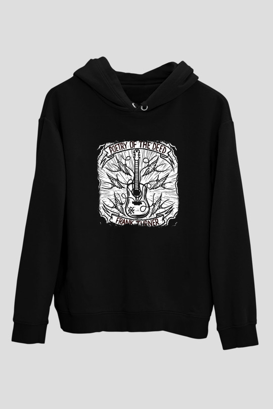 Frank Turner Baskılı Unisex Siyah Hoodie