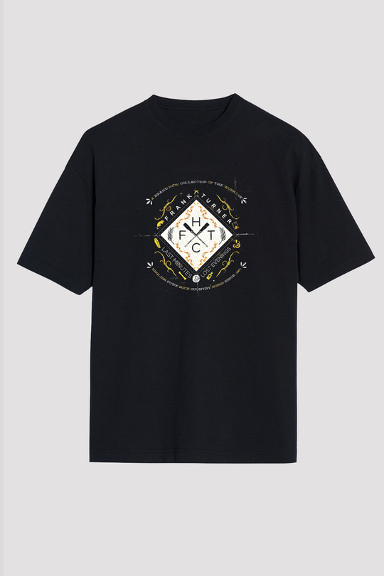 Frank Turner Baskılı Unisex Siyah Oversize Tişört