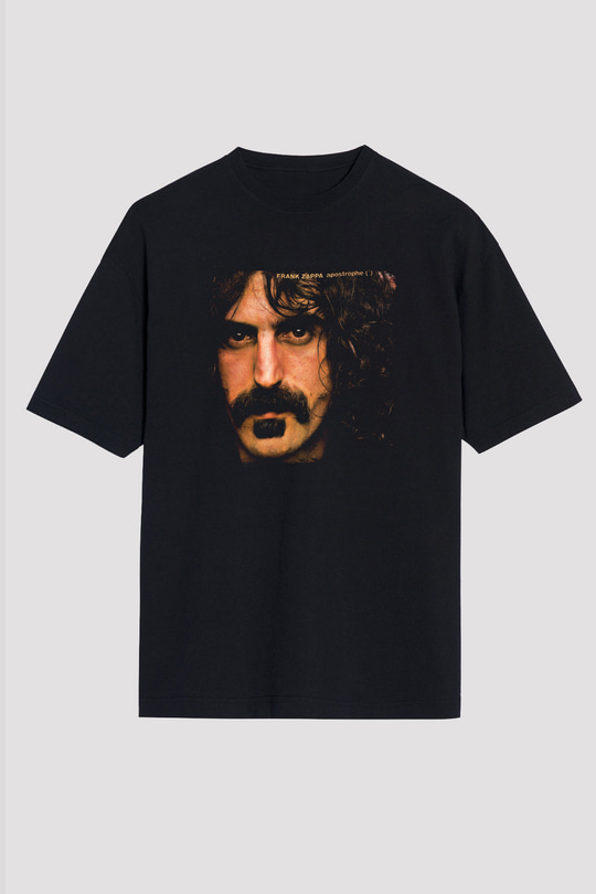Frank Zappa Baskılı Unisex Siyah Oversize Tişört