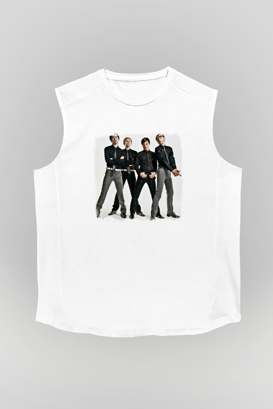 Franz Ferdinand Baskılı Unisex Beyaz Kolsuz Tişört