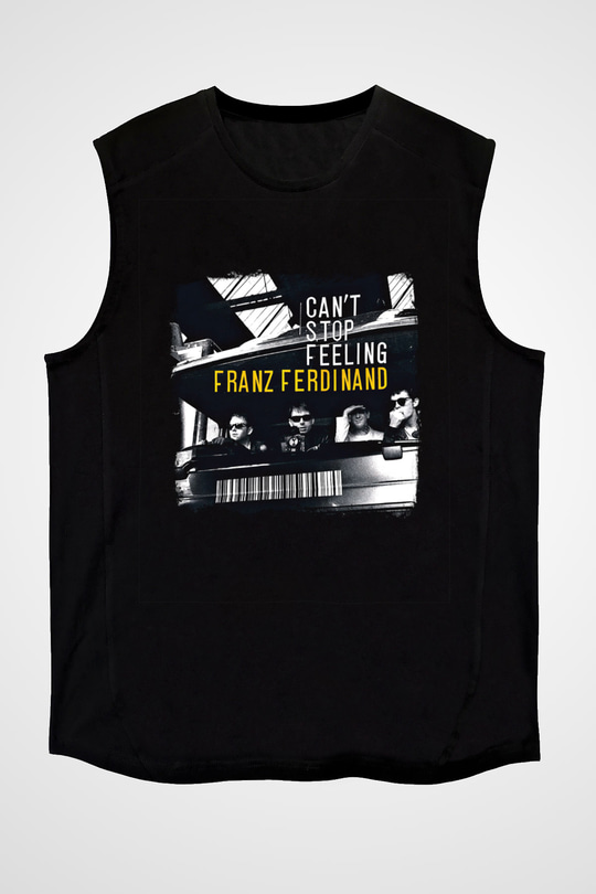 Franz Ferdinand Baskılı Unisex Siyah Kolsuz Tişört