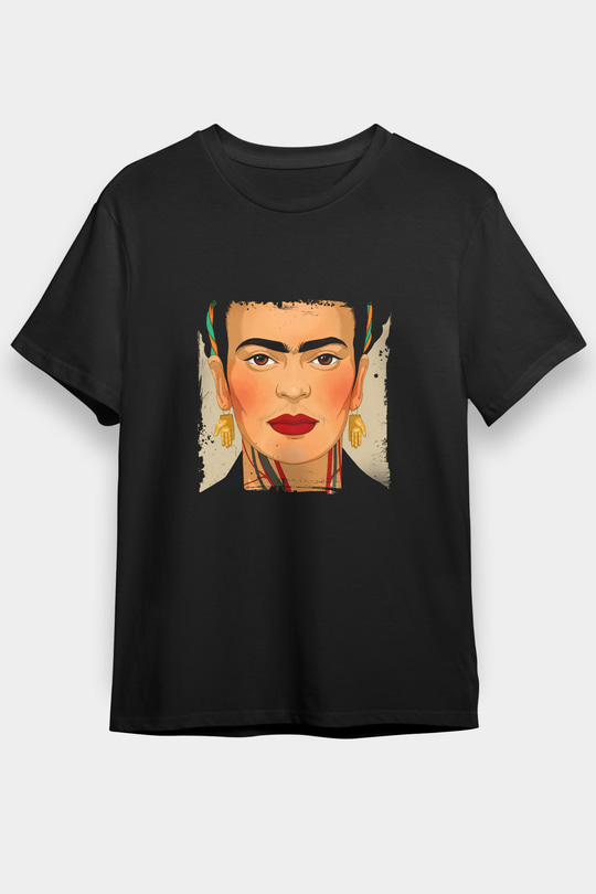 Frida Kahlo Baskılı Unisex Siyah Tişört