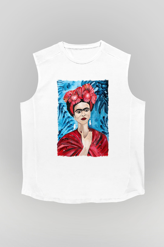 Frida Kahlo Beyaz Unisex Kolsuz Tişört