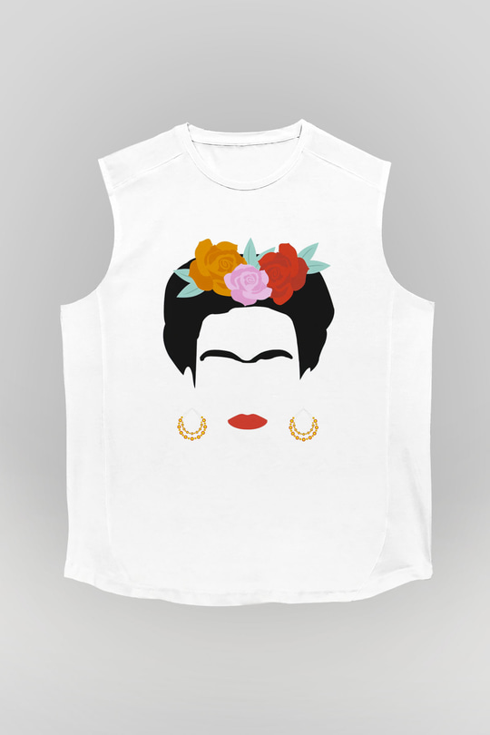 Frida Kahlo Beyaz Unisex Kolsuz Tişört