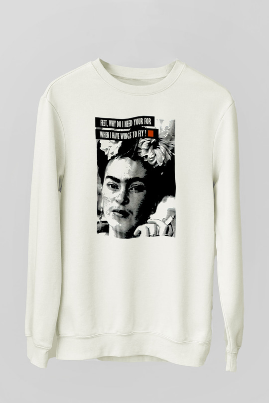 Frida Kahlo Beyaz Unisex Sweatshirt