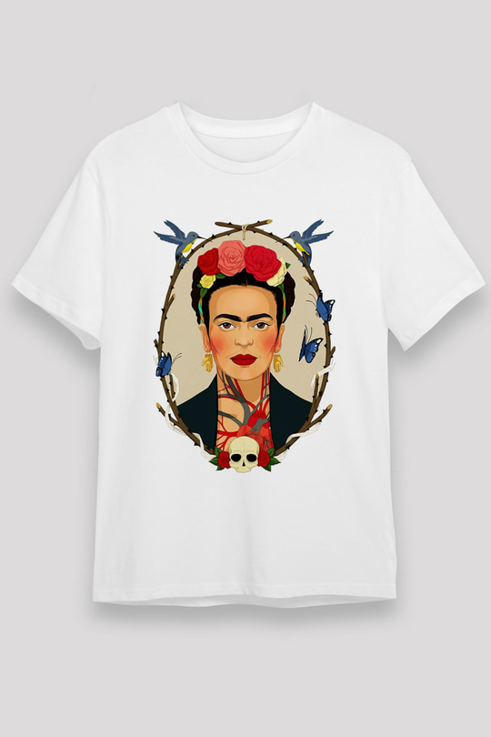 Frida Kahlo Beyaz Unisex Tişört T-Shirt - TişörtFabrikası
