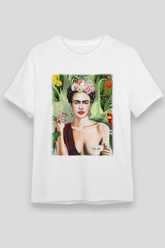 Frida Kahlo Beyaz Unisex Tişört T-Shirt - TişörtFabrikası