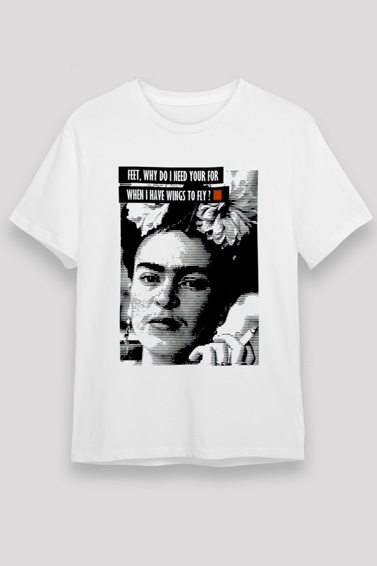 Frida Kahlo Beyaz Unisex Tişört T-Shirt - TişörtFabrikası