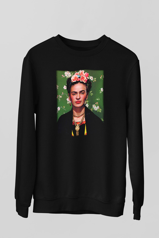 Frida Kahlo Siyah Unisex Sweatshirt