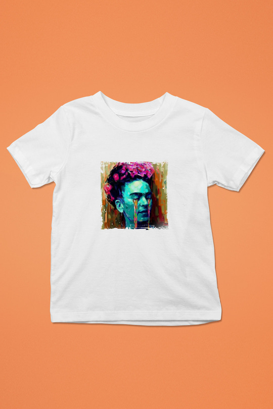 Frida Kahlo Unisex Baskılı Beyaz Çocuk Tişört