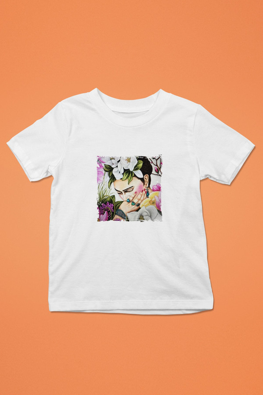 Frida Kahlo Unisex Baskılı Beyaz Çocuk Tişört