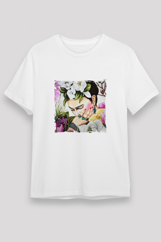 Frida Kahlo Unisex Baskılı Beyaz Tişört