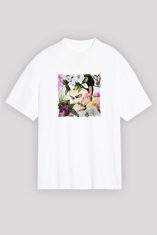 Frida Kahlo Unisex Baskılı Beyaz Tişört