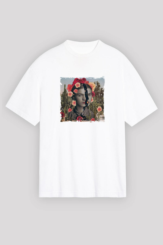 Frida Kahlo Unisex Baskılı Beyaz Tişört