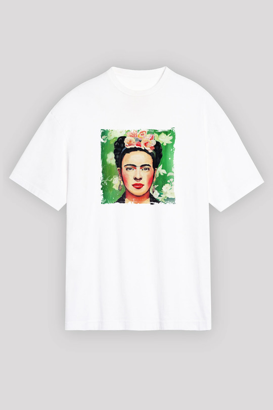 Frida Kahlo Unisex Baskılı Beyaz Tişört