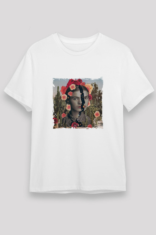 Frida Kahlo Unisex Baskılı Beyaz Tişört