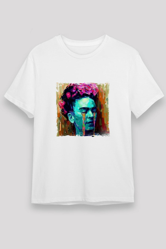Frida Kahlo Unisex Baskılı Beyaz Tişört