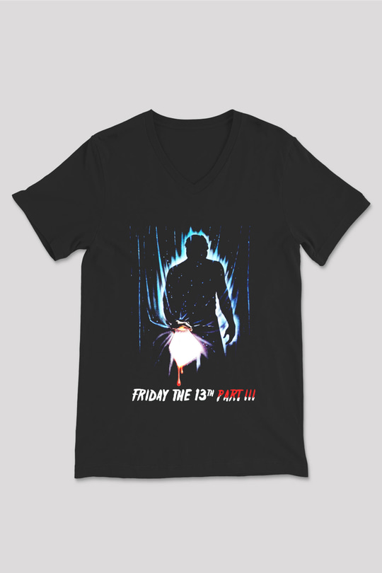 Friday the 13th 13.Cuma Siyah Unisex V Yaka Tişört