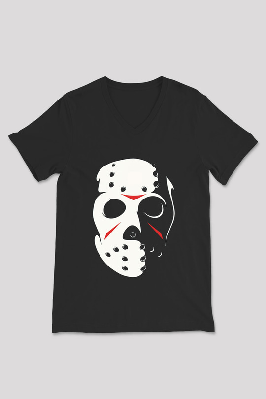 Friday the 13th 13.Cuma Siyah Unisex V Yaka Tişört