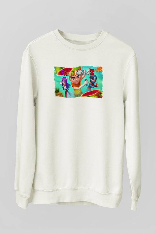 Fruit Ninja Beyaz Unisex Sweatshirt