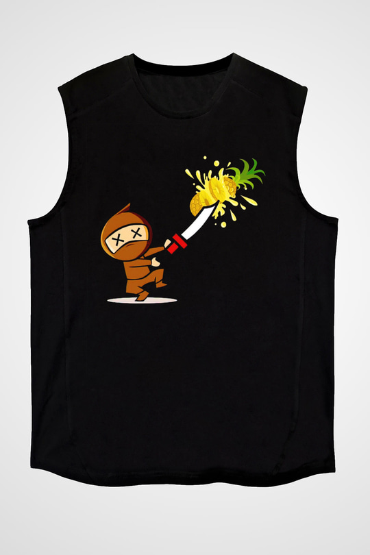 Fruit Ninja Siyah Unisex Kolsuz Tişört