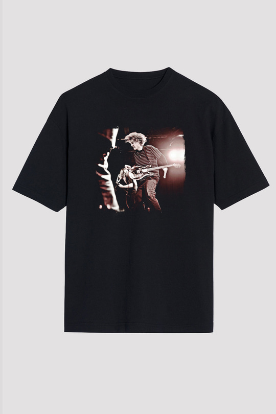 Fu Manchu Baskılı Unisex Siyah Oversize Tişört