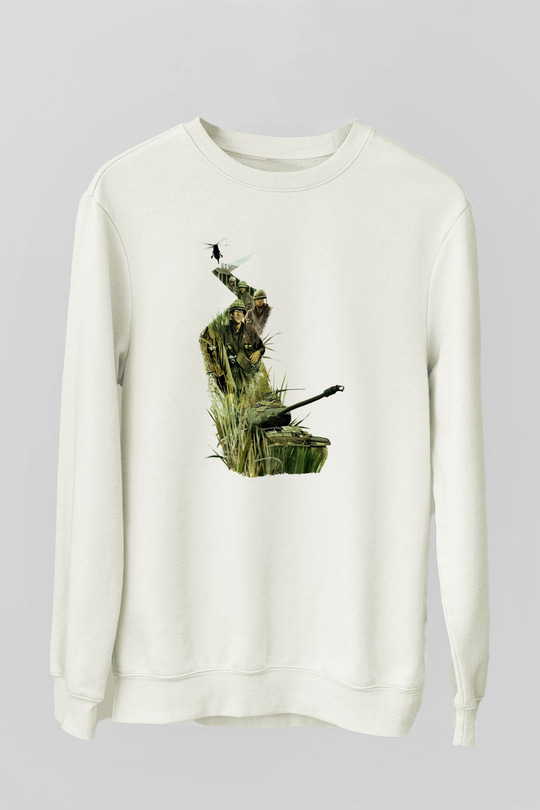 Full Metal Jacket Baskılı Beyaz Unisex Sweatshirt