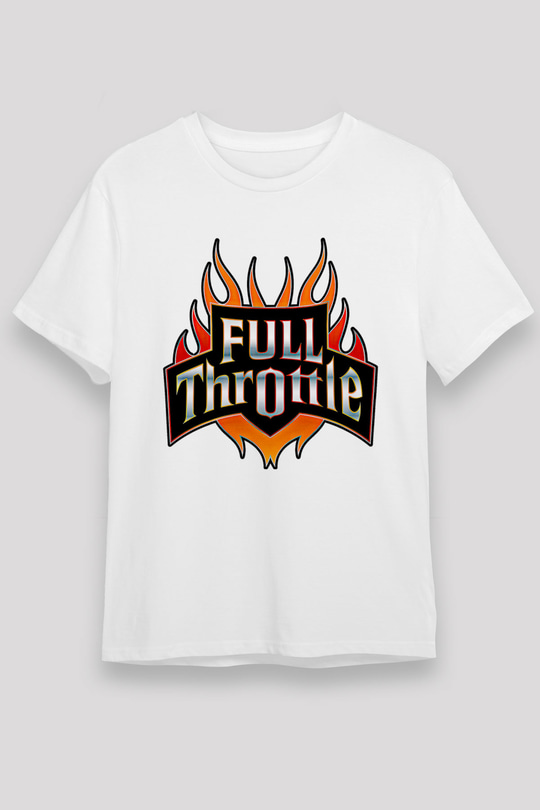 Full Throttle Baskılı Unisex Beyaz Tişört - Tshirt