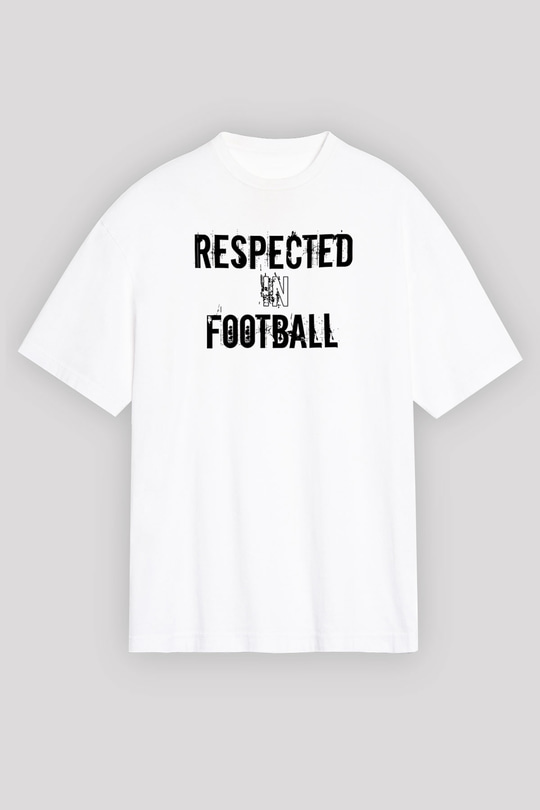 Futbol Baskılı Unisex Beyaz Oversize Tişört - Tshirt