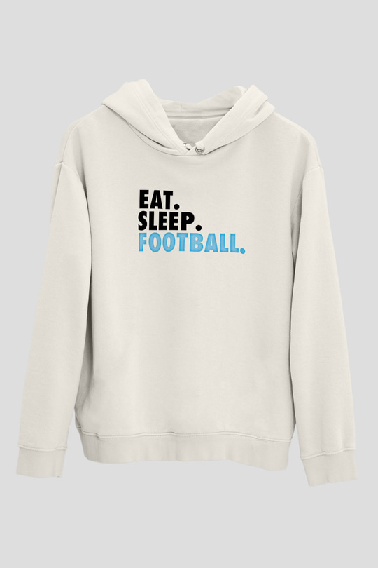 Futbol Baskılı Unisex Ekru Hoodie