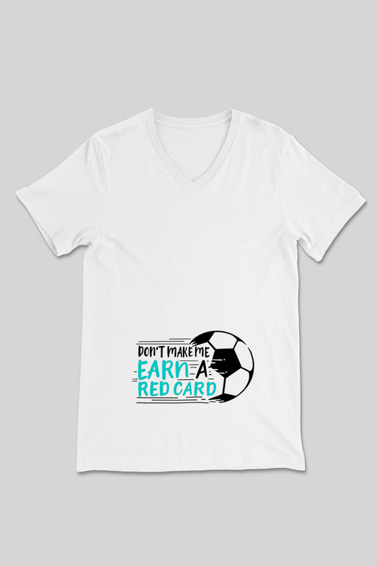 Futbol Baskılı Unisex V Yaka Tişört - Tshirt