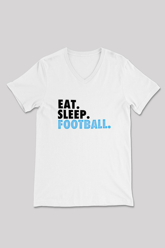 Futbol Baskılı Unisex V Yaka Tişört - Tshirt
