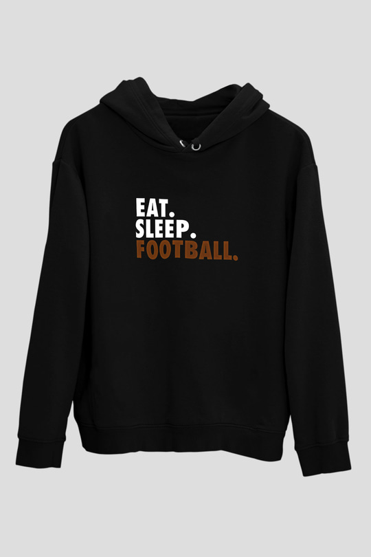 Futbol - Football Baskılı Unisex Siyah Hoodie